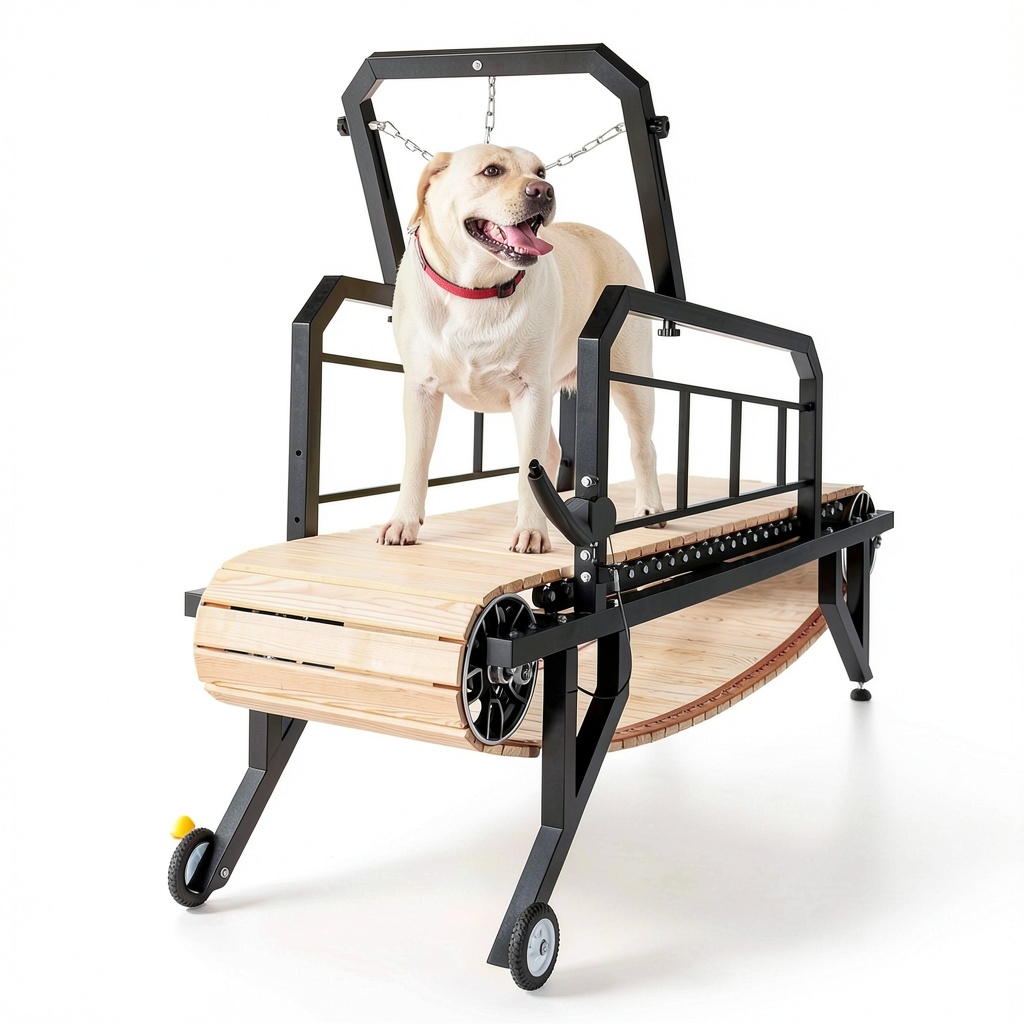 Installing Albott Manual Dog Treadmill Wooden Black Exercise Fitness on a hardwood floor