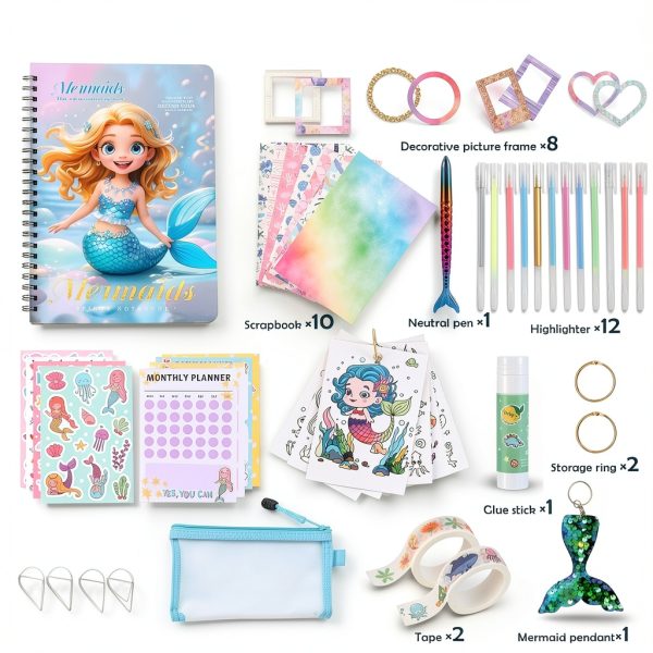 DICVUTE Mermaid Scrapbook Kit for Kids DIY Journal-1