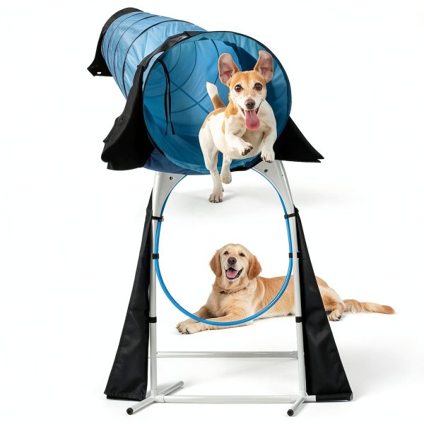 Houseables Dog Agility Set Adjustable Jumps Tunnel Training-5