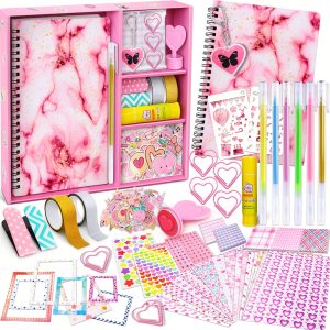 PATIFEED DIY Journal Kit Pink Scrapbooking Craft for Girls-0