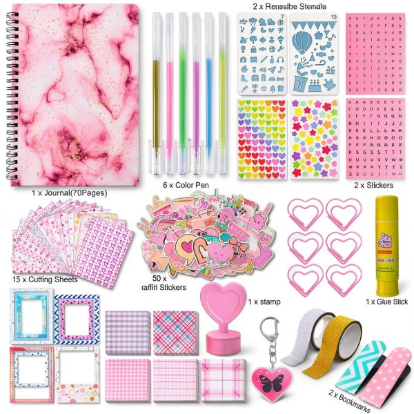 PATIFEED DIY Journal Kit Pink Scrapbooking Craft for Girls-4