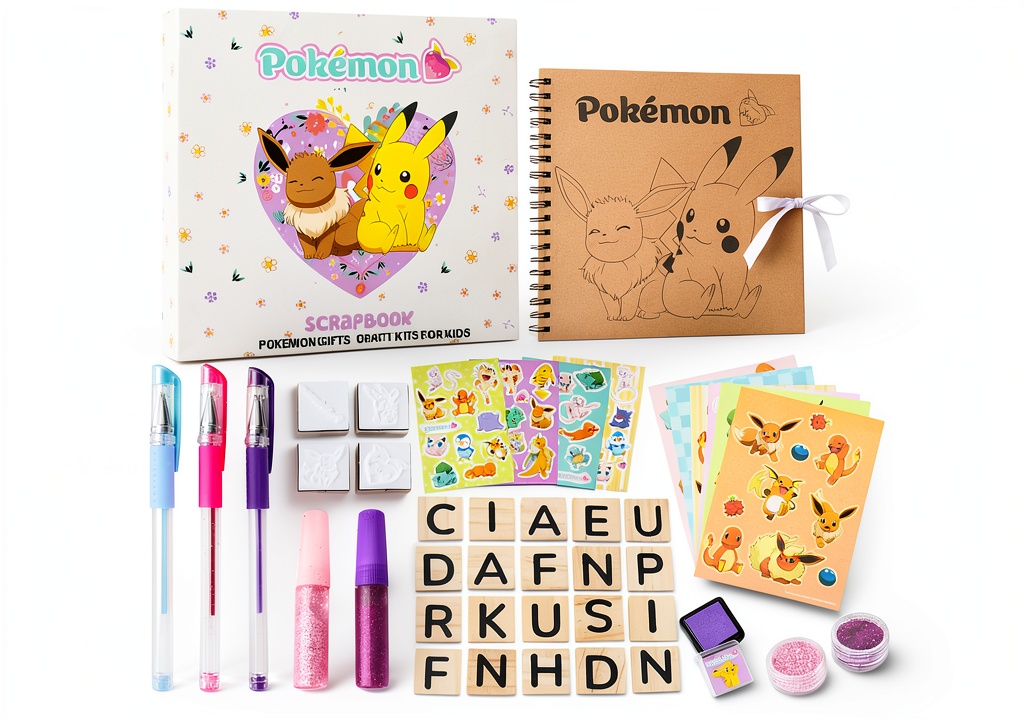 Pokemon Scrapbook Set showing all components laid out