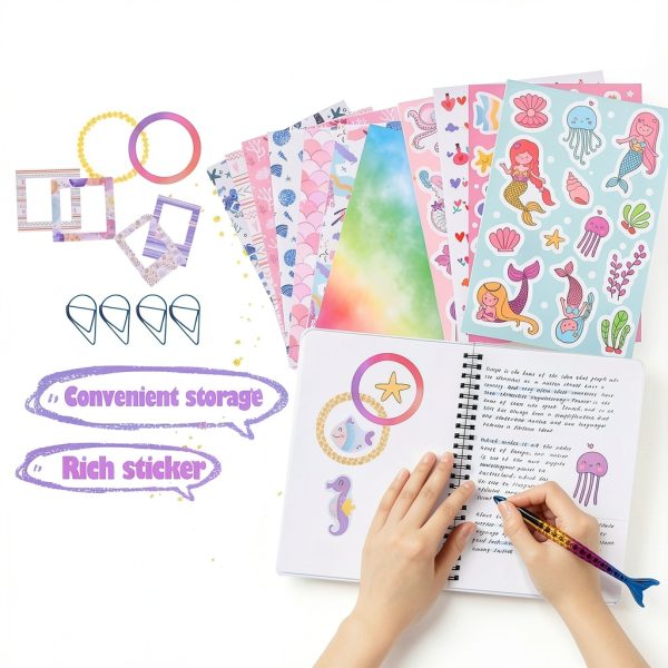 DICVUTE Mermaid Scrapbook Kit for Kids DIY Journal-4