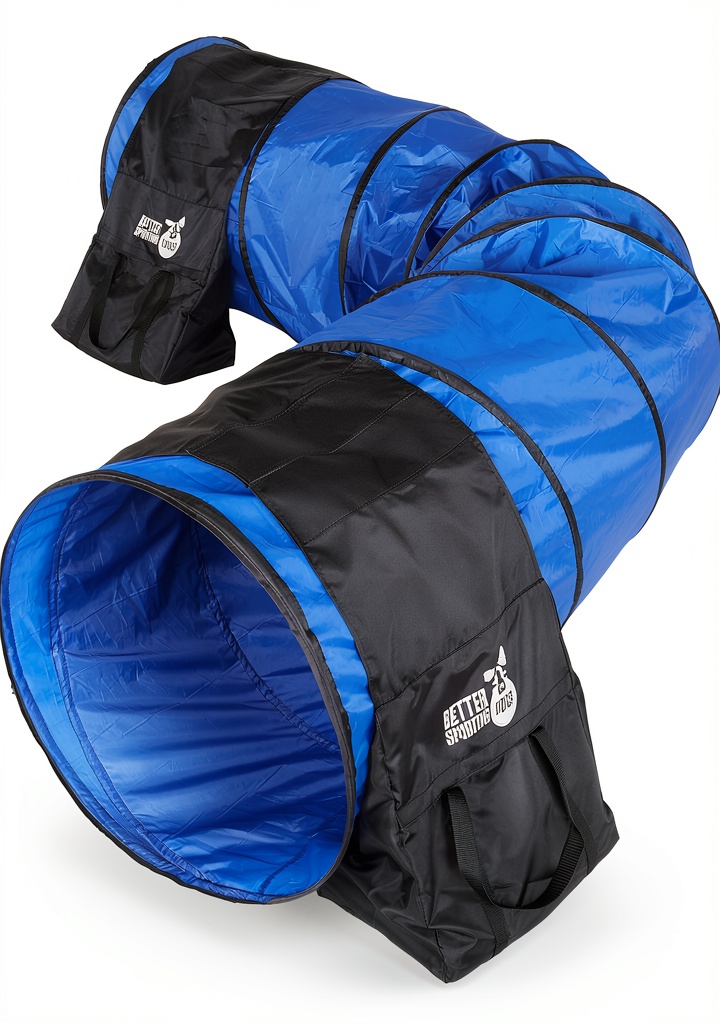 Installing Hoffco Dog Agility Tunnel 24 Inch Diameter Sandbags on a wooden desk