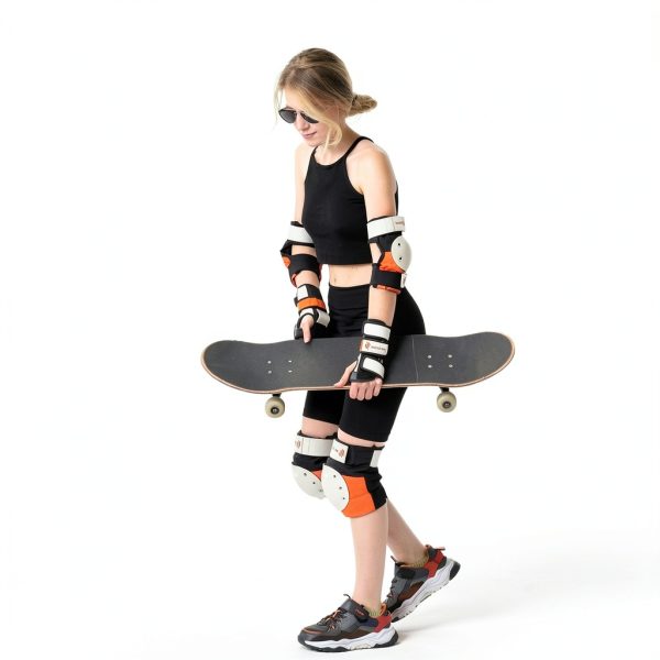 SKATEWIZ Adult Skate Pads Set Full Protection Sunrise Orange-5
