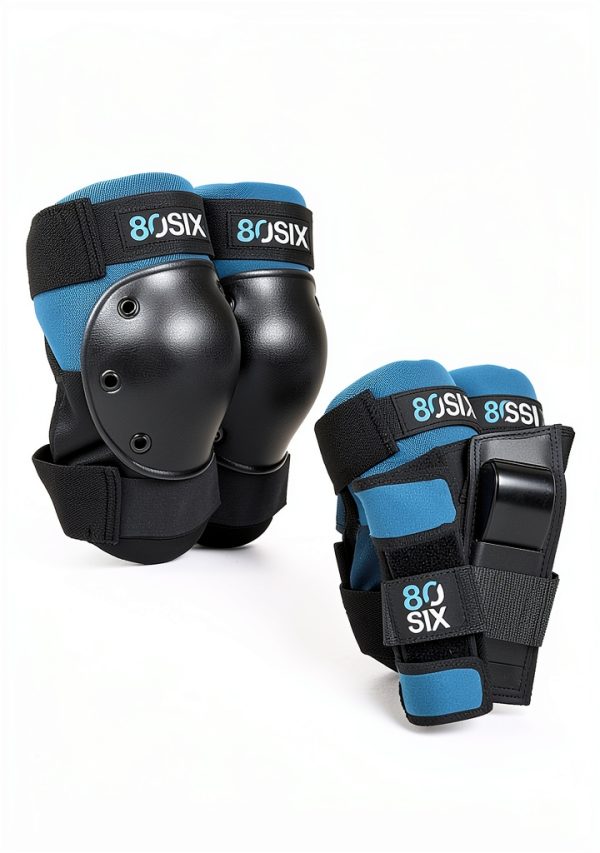 80Six Kids Protective Skate Pad Set Stone Blue Medium-1