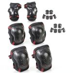 Tsavnpk Kids Skate Protective Gear Set 6‑Piece Black Red Size S/M-0