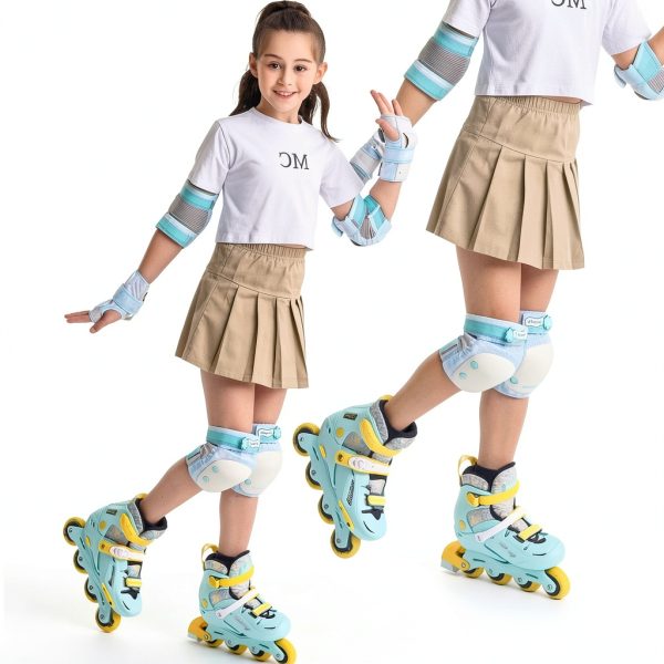 Forzueby Skate Knee Pad Set - Nylon Gear with Adjustable Straps-7