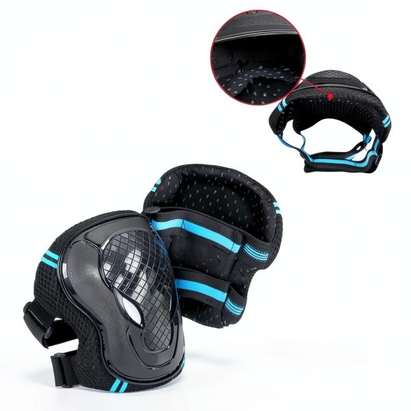 Tsavnpk Kids Skate Protective Gear Set 6‑Piece Black Red Size S/M-4