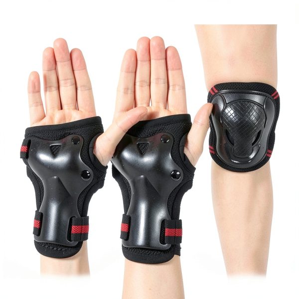 Tsavnpk Kids Skate Protective Gear Set 6‑Piece Black Red Size S/M-7
