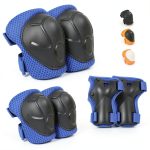ZLEIOUY Kids Protective Gear Set with Knee Elbow Wrist Pads Blue-0