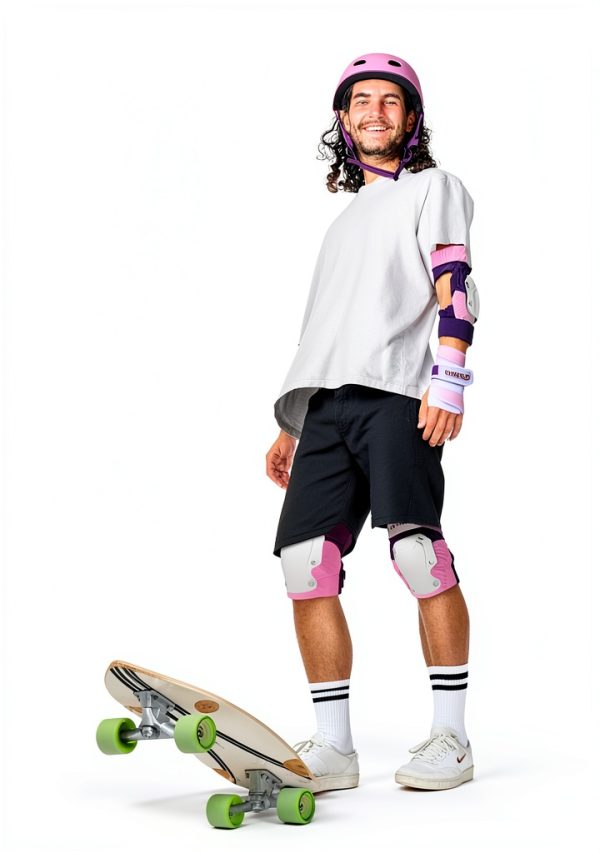 OutdoorMaster Skateboarding Knee Pads - Black Orange Size M Adult-5