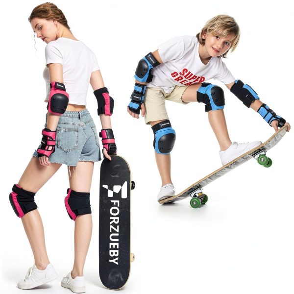 Forzueby Skate Knee Pad Set - Nylon Gear with Adjustable Straps-5