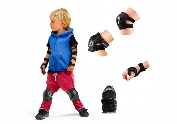 Kids Cycling Protective Gear Cockchafer Black Knee, Elbow and Wrist-2