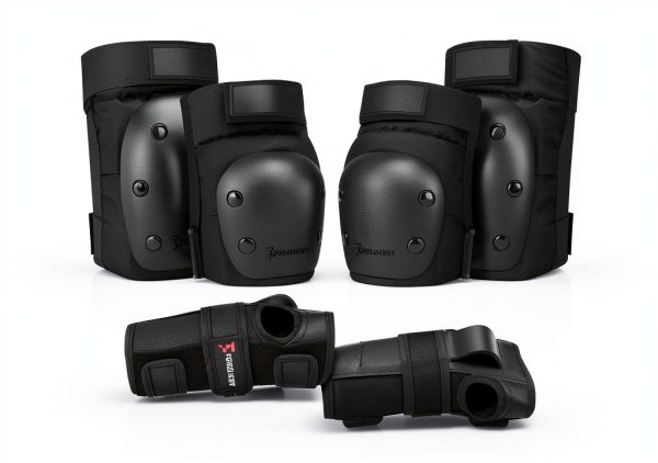 Forzueby Skate Knee Pad Set - Nylon Gear with Adjustable Straps-0