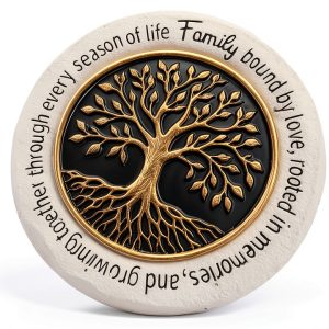 Family Tree Garden Stepping Stone VEOJEIN 9.45in Gold Tree of Life-0