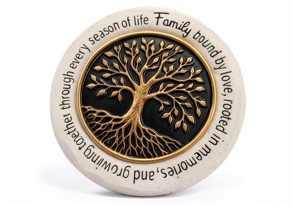 Family Tree Garden Stepping Stone VEOJEIN 9.45in Gold Tree of Life-0
