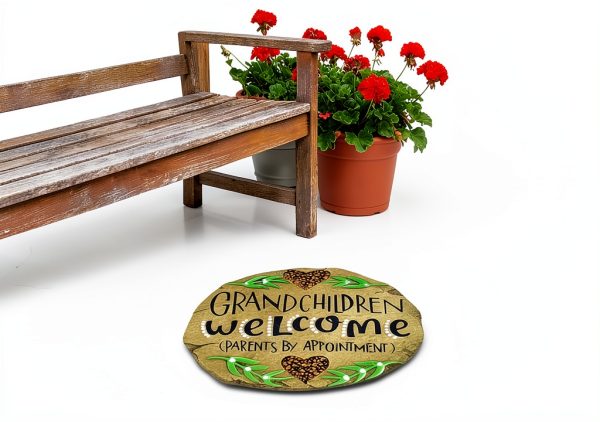 Carson Welcome Garden Stone Round 9.5" x 9.5" Grandchildren Design-2