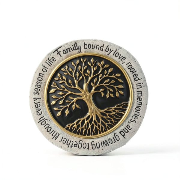 Family Tree Garden Stepping Stone VEOJEIN 9.45in Gold Tree of Life-3