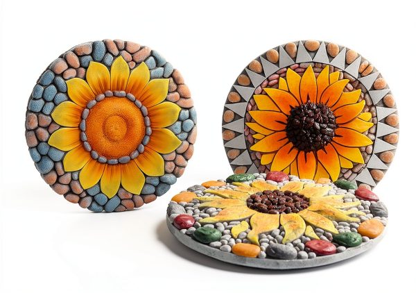 Sunflower Stepping Stone 3 Pack 10 Inch Garden Stone by PINPON-1