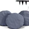 Ei Circular 15.5” Stepping Stones Grey Resin Set of 4 with Stakes-0