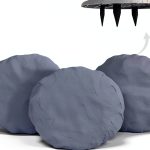 Ei Circular 15.5” Stepping Stones Grey Resin Set of 4 with Stakes-0
