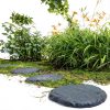 Ei Circular 15.5” Stepping Stones Grey Resin Set of 4 with Stakes-4