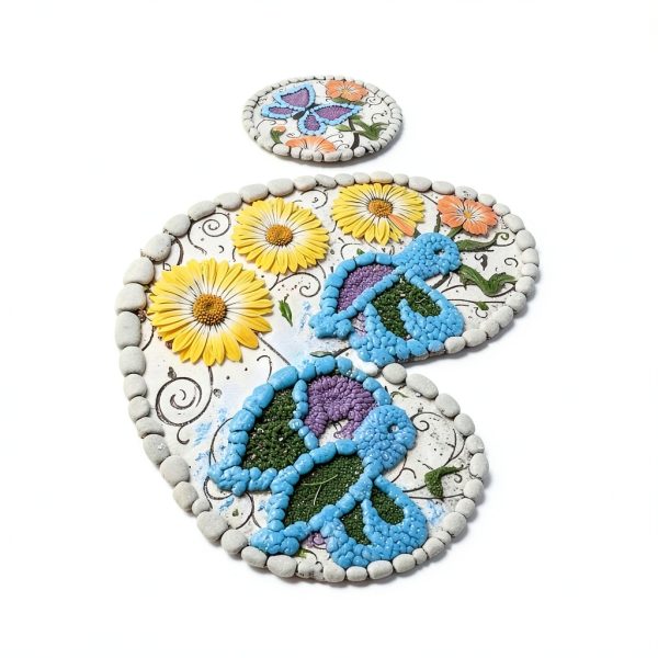 Garden Stepping Stones Smusei Butterfly Hummingbird 10in Decorative-4