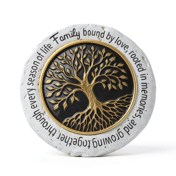 Family Tree Garden Stepping Stone VEOJEIN 9.45in Gold Tree of Life-1