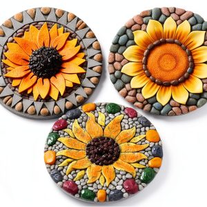 Sunflower Stepping Stone 3 Pack 10 Inch Garden Stone by PINPON-0