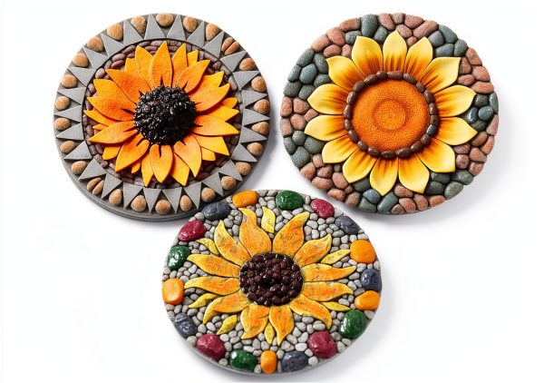 Sunflower Stepping Stone 3 Pack 10 Inch Garden Stone by PINPON-0