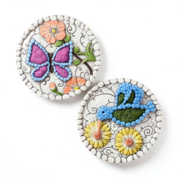 Garden Stepping Stones Smusei Butterfly Hummingbird 10in Decorative-1