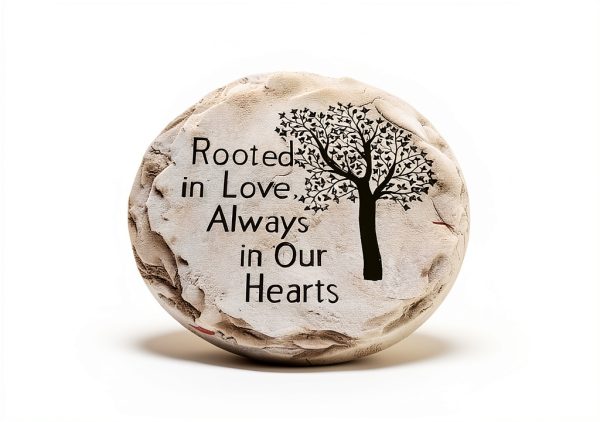 Top Brass Garden Memorial Stepping Stone - Rooted in Love, Always in Our Hearts - Tree of Life-2
