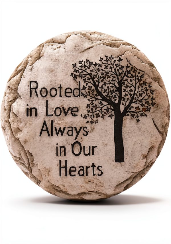 Top Brass Garden Memorial Stepping Stone - Rooted in Love, Always in Our Hearts - Tree of Life-0