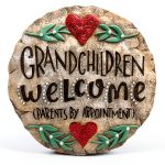 Garden Stepping Stone Auhafaly Hand‑Painted Resin Multicolored 9.5"-0
