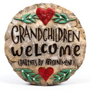 Garden Stepping Stone Auhafaly Hand‑Painted Resin Multicolored 9.5"-0